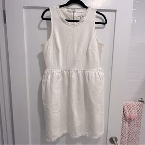 Madewell white fringed mini dress with exposed zipper in back